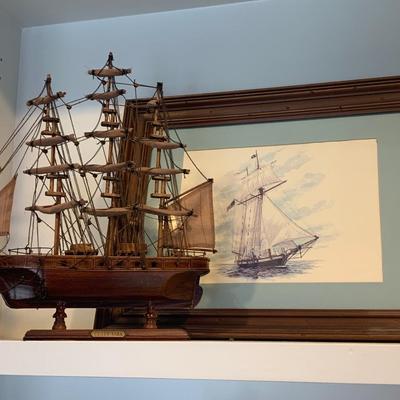 Sailing Ship Nautical Lot - Art & Cutty Sark Wood Ship