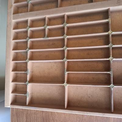 ANTIQUE PRINTERS DRAWER WITH BRASS ACCENTS