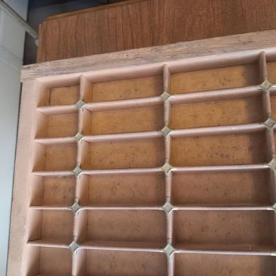 ANTIQUE PRINTERS DRAWER WITH BRASS ACCENTS