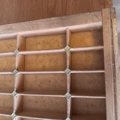 ANTIQUE PRINTERS DRAWER WITH BRASS ACCENTS