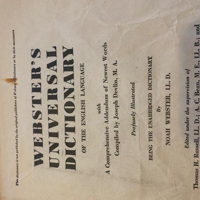 Vintage 1937 Websters Dictionaries