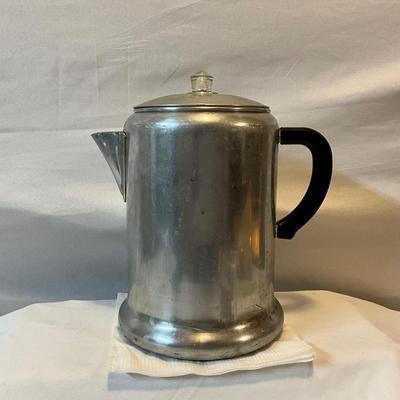 Vintage Buckeye Ohio 12 cup aluminum ware coffee pot stacked glass percolator