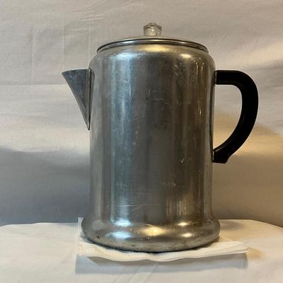 Vintage Buckeye Ohio 12 cup aluminum ware coffee pot stacked glass percolator