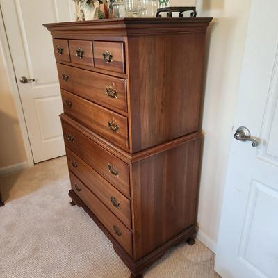 6 Drawer Solid Wood Maple Highboy Bedroom Dresser 37x20x56