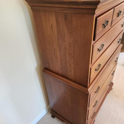 6 Drawer Solid Wood Maple Highboy Bedroom Dresser 37x20x56