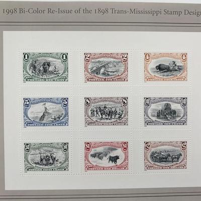 USPS Bi-Color Re-Issue of 1898 Trans Mississippi Sheet of Nine Stamps