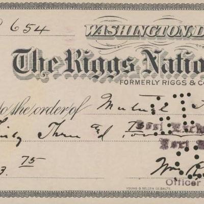 Major General William Arnold signed check 
