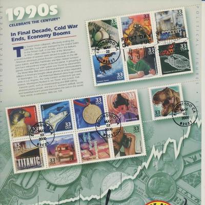 Celebrate the Century 1990s - Sheet of Fifteen Stamps. First Day of Issue Cover