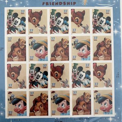 The Art of Disney Friendship Sheet of 20 x 37-cent Stamps, Scott 3865-68