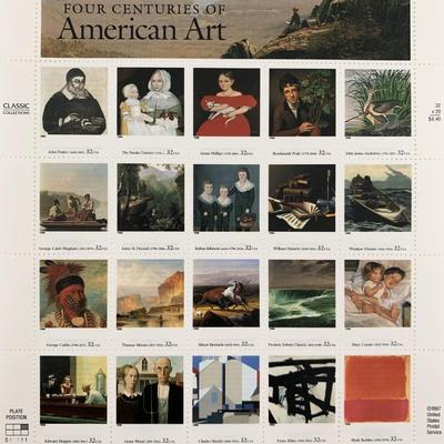 Four Centuries of American Art Sheet of 20 32 Cent Stamps Scott 3236