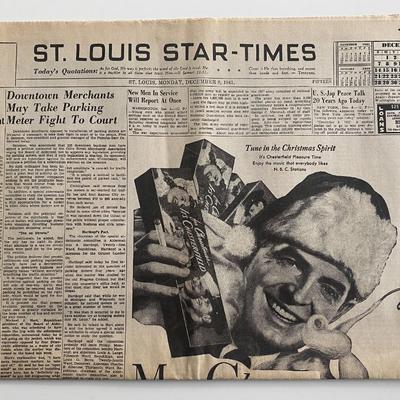 St. Louis Star-Times announcing Men will Report to Service at Once original 1941 vintage newspaper