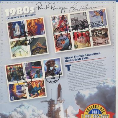 USPS Signed  Celebrate The Century 1980s - Sheet of Fifteen Stamps, First Day of Issue Cover