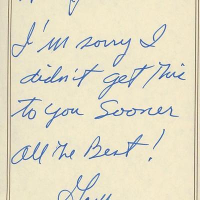 Gary Guittard signed note