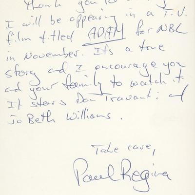Paul Regina signed letter