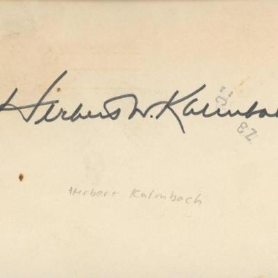 Herbert Kalmboch signature cut