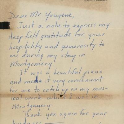 Jerome Hines signed hand written letter