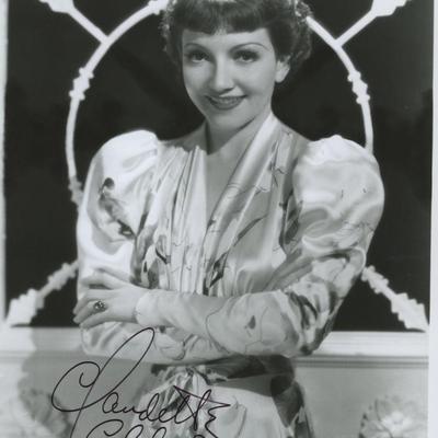 Claudette Colbert signed photo. GFA Authenticated