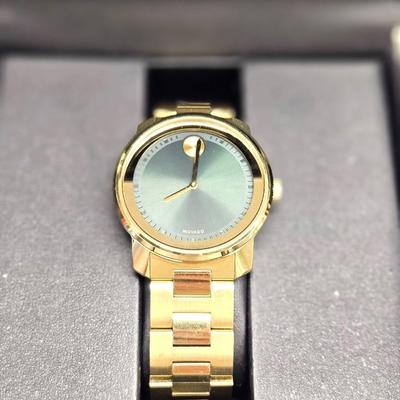 Green and Gold Movado Bold Watch with Box