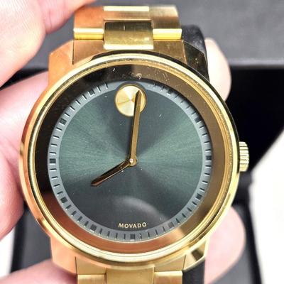 Green and Gold Movado Bold Watch with Box