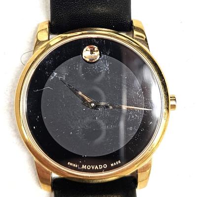 Black and Gold Movado Watch with Box