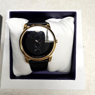 Black and Gold Movado Watch with Box