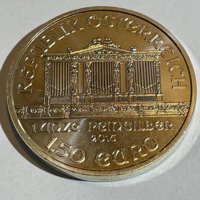 2015 Austrian Philharmonic 1oz .999 Fine Silver 1,50 Euro Bullion Coin | Silver in Choice BU Condition.