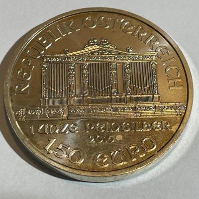 2015 Austrian Philharmonic 1oz .999 Fine Silver 1,50 Euro Bullion Coin | Silver in Choice BU Condition.