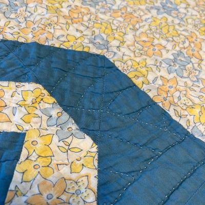 Blue & White with floral print Quilt