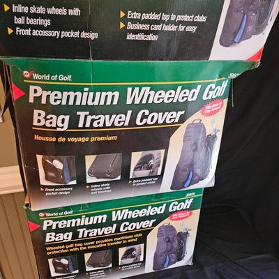 Pair of World of Golf Premium Wheeled Golf Bag Travel Covers (LR-DW)