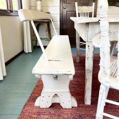 Farmhouse Table With Bench & 4 Mix Match Distressed Chairs ~ Painted & Distressed