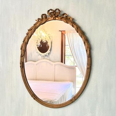Antique Golden Wood Framed Oval Mirror ~ *Read Details