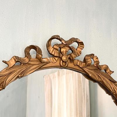 Antique Golden Wood Framed Oval Mirror ~ *Read Details