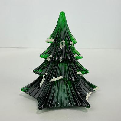 -33- VIKING | Vintage Hand Painted Dalzell Art Glass Christmas Tree