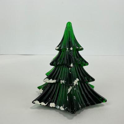 -33- VIKING | Vintage Hand Painted Dalzell Art Glass Christmas Tree