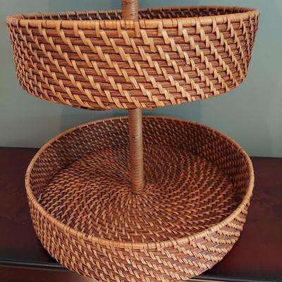 Handwoven Basket and Wicker Fruit Display (LR-BBL)