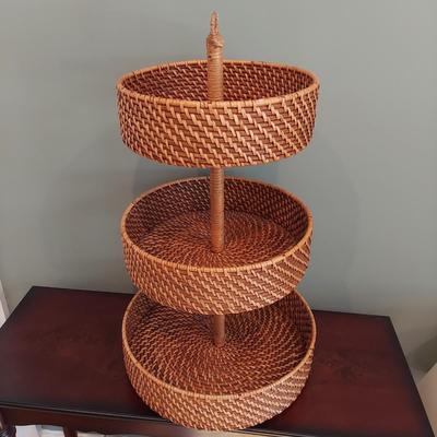 Handwoven Basket and Wicker Fruit Display (LR-BBL)