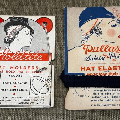 LOT 27 - Vintage Pullastic and Holdtite Hat Holders / Hat Elastics