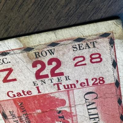 LOT 28 - 1937 California vs. Standford Football Ticket
