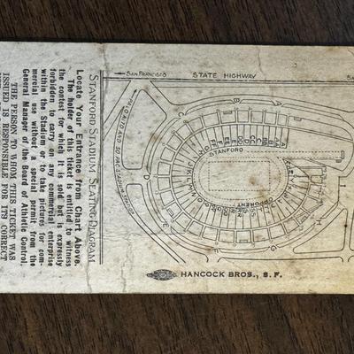 LOT 28 - 1937 California vs. Standford Football Ticket