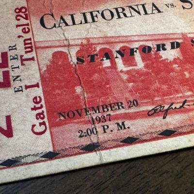 LOT 28 - 1937 California vs. Standford Football Ticket