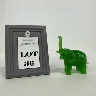 -36- GLASSWARE | Small Jadeite Elephant Figure