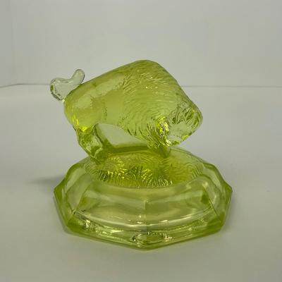 -37- URANIUM | Vintage Glass Buffalo Paperweight