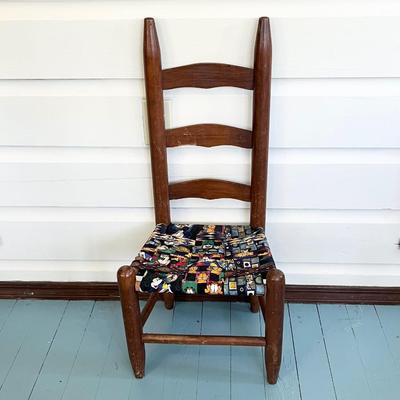 Vtg. Childs Solid Wood High Back Chair