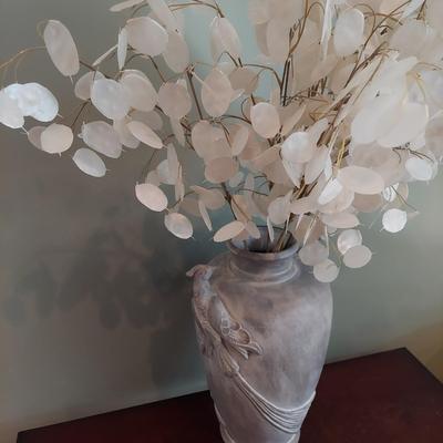 Ceramic Bird Vase w/ Dried Silver Dollar (LR-BBL)