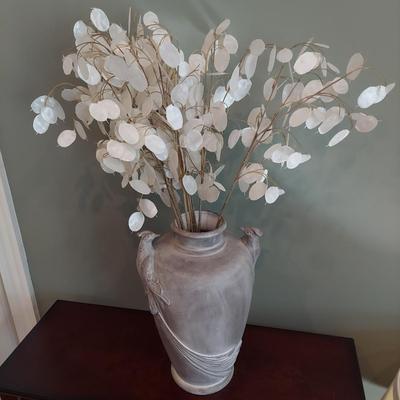 Ceramic Bird Vase w/ Dried Silver Dollar (LR-BBL)