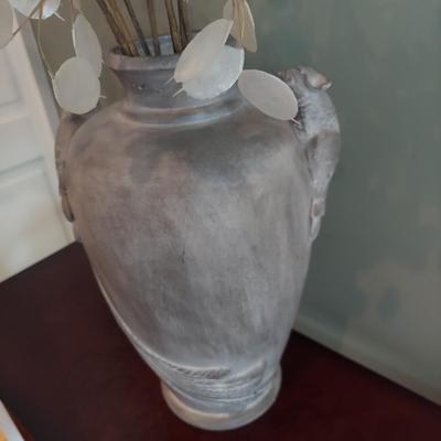 Ceramic Bird Vase w/ Dried Silver Dollar (LR-BBL)