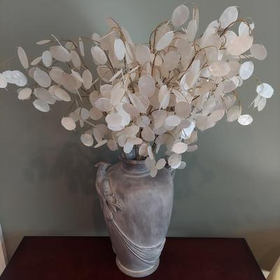 Ceramic Bird Vase w/ Dried Silver Dollar (LR-BBL)
