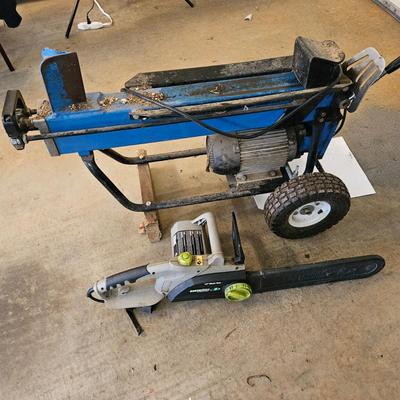 Central Machinery Electric Log Splitter and an EarthWise Electric Chainsaw (G-DW)