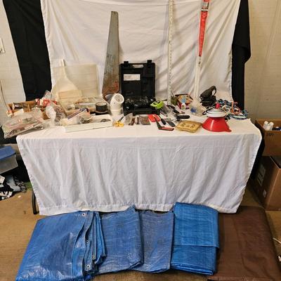 Huge Assortment of Hardware, Tools & Tarps (G-JS)