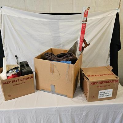 Huge Assortment of Hardware, Tools & Tarps (G-JS)